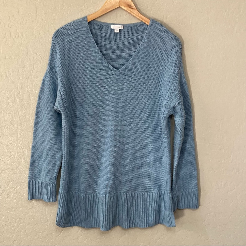 Women’s Pure Jill Knit Long Sleeve Pullover Sweater Sky Blue Size Medium